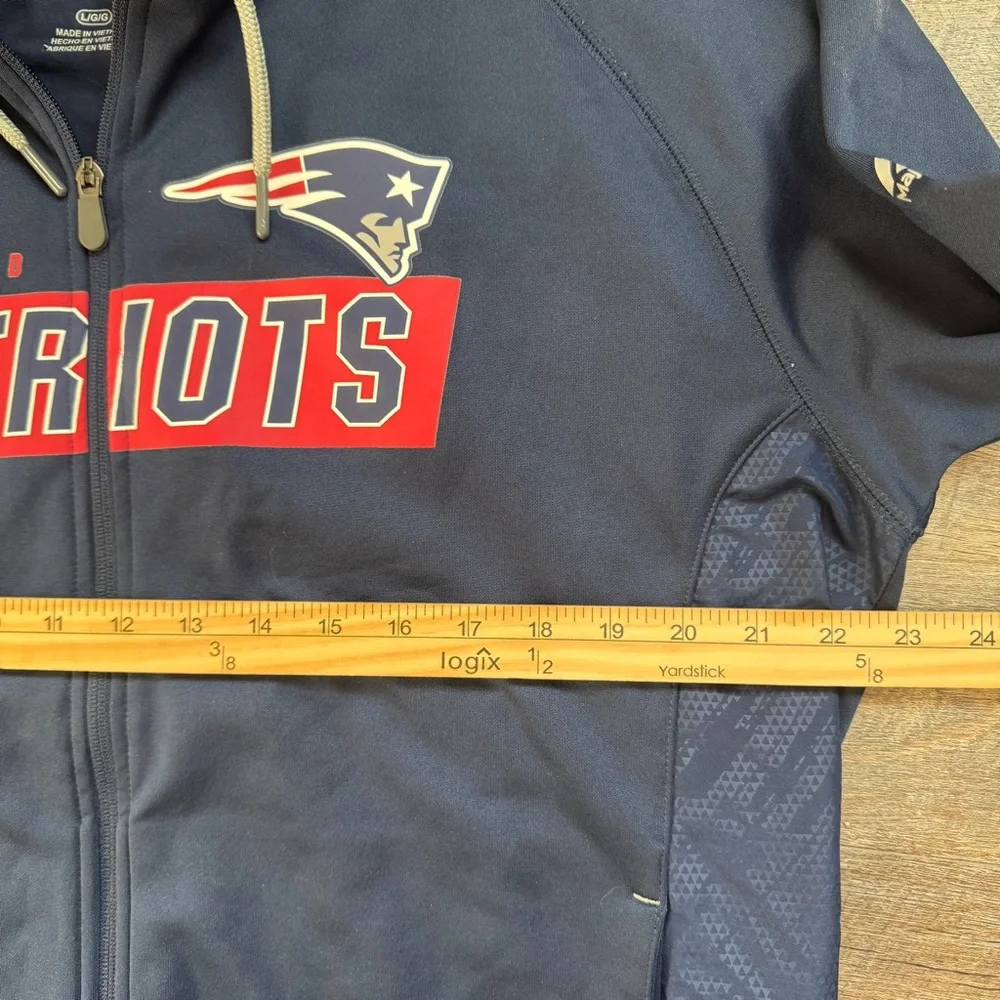 New England Patriots Full Zip Hoodie Men's Large Blue Majestic - Picture 5 of 10